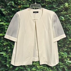 Nine West Short Sleeve Open Front Blazer Ivory Womens 12